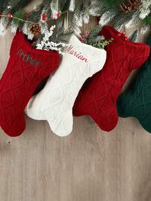 1 Pc Personalized Dog Bone Christmas Stocking, Custom Pet Christmas Gift, Christmas Decorations, Custom Embroidered Christmas Stocking, Holiday Souvenir, Decorations,Christmas Gift Supplies - Multicolor - View 5