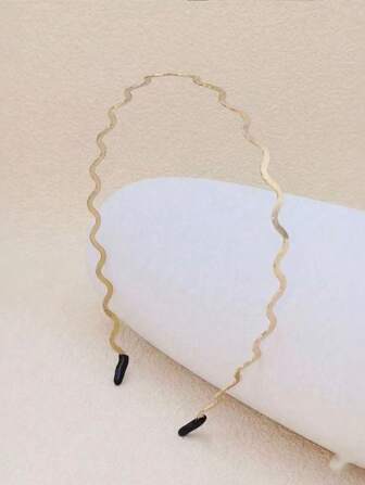 2 件时尚女士金色金属波浪发带，弧形头带，几何细头带，适合日常、派对、优雅头饰、发饰、发带、发箍、居家美容女士配饰礼品、头饰