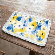 1 peça de jogo americano com estampa floral vintage, jogo americano de jantar com borlas de linho, decoração de mesa lavável, decoração de quarto, jogos americanos, porta-copos, jogos americanos de mesa de jantar de cozinha, decoração de festa interna e externa, decoração de casa, presente ideal - Multicolorido - Ver 40