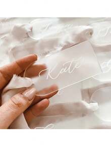 磨砂亚克力婚礼席位卡 - 精致个性化席位卡，适用于婚宴、新娘送礼会、餐桌装饰、定制姓名标签、花园装饰 - 彩色 - 查看 6