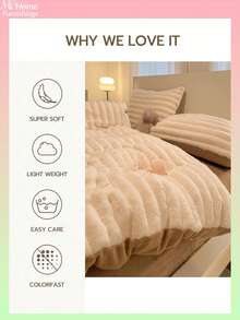 3pcs Fluffy & Super Soft Duvet Cover Set - Faux Fur Duvet Cover Set, Plush Duvet Cover Set, Boys Girls Dorm Bedding 1pc Duvet Cover With Zipper Closure And 2pcs Pillow Shams, Comforter Not Included, Twin, Full, King, Queen Size - Creamy White - View 6