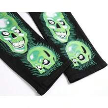 Men's Casual Printed Jeans Skinny Denim Pantshalloween - 骷髏 5709 - 查看 8