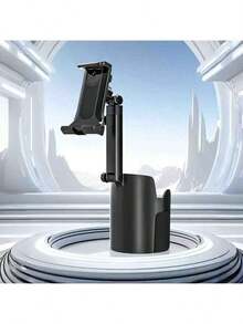 2-In-1 Adjustable Car Cup Holder & Phone Mount, 360° Rotation, Foldable, Universal Fit For Smartphones And Tablets, ABS Material, Dashboard Mounting, Hands-Free Navigation Compatible With IOS And Android Devices, Great Gift For Family And Friends - Black - View 8