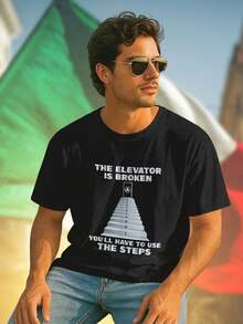T Shirt Uomo The Elevator Is Broken Steps Moda Estiva Casual Regalo Originale Cotone Morbido Comodo Idea Regalo Uomo  Novità Vestibilità Eccellente Fashion Offerta Imperdibile