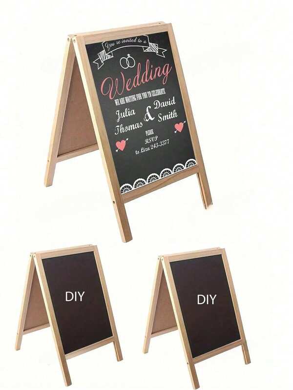 1 pieza Pizarra negra en blanco enmarcada de 19*30cm/25x40cm, Señalización de menú de escritorio DIY, Señalización de información para boda para decoración de mesa de boda, fiesta de cumpleaños, señalización para reunión familiar