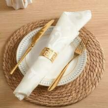 4-Piece Round Placemat Natural Braided Seaweed Fiber - Màu be - Xem 9