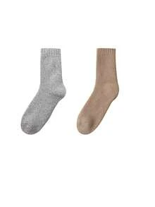 2双新款冬季保暖女袜 羊毛女袜 超厚实心美利奴羊毛袜 防寒防雪毛圈袜 圣诞礼物