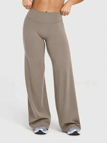 OQQ Yoga Pants Women High Waist Stretch Casual Soft Straight Leg Bottoms - Volcanic Gray - 查看 3