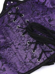 Underbust Corset Steampunk Gothic Punk Style Short Waist Trainer Cincher, Palace Bodice Waist Cincher With Hook And Buckle Closure - Purple - View 6