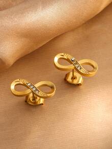 1 Set Fashionable Stainless Steel Jewelry Set With Infinity Symbol Elements, Suitable For Women's Daily Wear Or As Holiday Gift For Friends