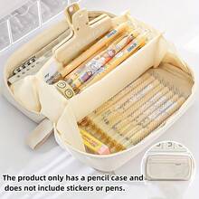 Large Capacity Transparent Pencil Case - Multifunctional Oxford Cloth Stationery Storage Bag With Zipper, Portable Cosmetic Organizer Pouch, Suitable For Office And School Supplies, Pencil Case, Backpack, Back To School Season - Multicolor - View 17