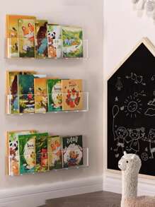 1pc Acrylic Wall Mounted Book Display Shelf, Transparent Simple No-Drill Wall Hanging Magazine/Children's Book Rack