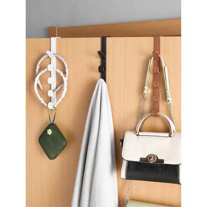 1/3个装 垂直多功能门后挂钩，免打孔门后收纳架，包包挂钩，衣柜/床头挂钩，衣架，塑料挂钩，适用于卧室、客厅、宿舍、浴室、家居装饰（白色、黑色、棕色）