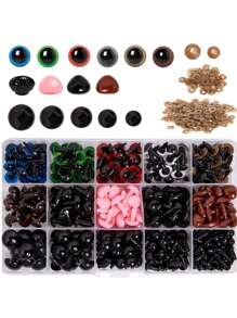 15 件塑料安全眼睛和鼻子，手工娃娃眼睛和熊鼻子（带垫圈），适用于万圣节装饰、圣诞节装饰、DIY 工艺品、钩针娃娃和毛绒动物（各种尺寸）、装饰房间、装饰房屋工具套装、学生手工学校用品