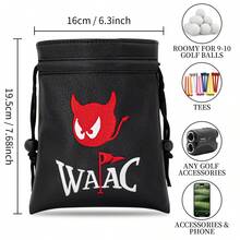 Golf Valuables Pouch, Golf Tee Pouch With Drawstring Closure Golf Ball Handbag Portable Ball Pouch - Black - View 9