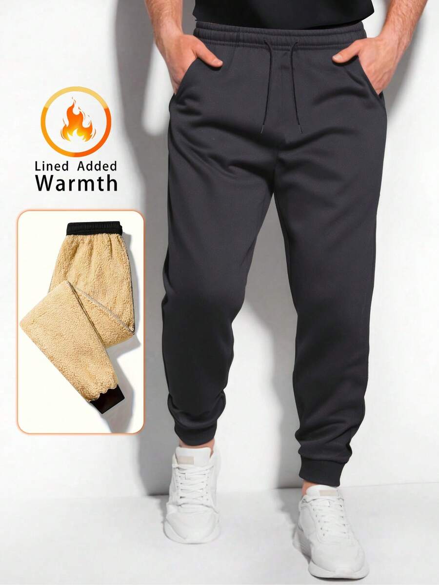 1pc Men's Thermal Underwear Bottoms, Thermal Lined Drawstring Pants