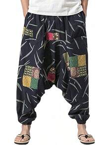 Mens Womens Harem Pants Loose Fit Boho Yoga Hippie  Drop Crotch Trousers-20256688 - phong cách 2 - Xem 1