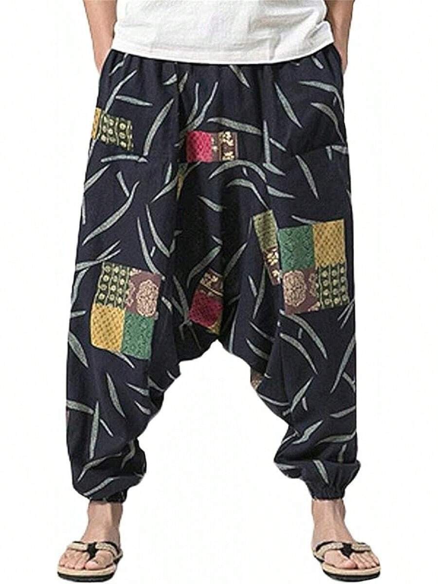 Mens Womens Harem Pants Loose Fit Boho Yoga Hippie  Drop Crotch Trousers-20256688 - phong cách 2 - Xem 1