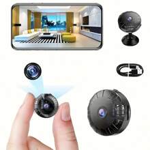HD Mini WiFi Security Camera With Night Vision & Motion Alerts - USB Rechargeable, Portable, Wide-Angle, Easy App Setup