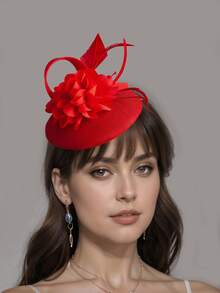 1pc Women's Flower Fascinator Hat Sinamay Tea Party Fascinator Derby Hat Wedding Fascinators Hats Pillbox Hat Feathers Headband With Hair Clip For Women Mini Hats Tiny Hats Mini Top Hat Mini Cap, School Stuff, Autumn, Rave, Halloween Accessories, Bride To Be