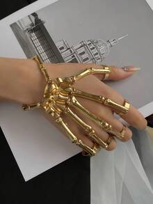 Exaggerated Personalized Skeleton Bone Exterior Skeleton Bracelet, Flexible Movable Joints Adjustable Unisex Bangle