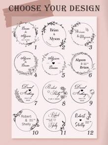 Custom Wedding Monogram Stamp, Save The Date Stamp, Custom Wedding Stamp, Personalized Wedding Stamp, Rubber Wedding Stamp, Diy Wedding Back To School,Multi-Functional,Ornamental,Reusable,Modern,Colorful,Cute,Vintage,Cartoon,Kawaii,Workers,Clients,For Business/Work/Office,For School,Back To School,School Supplies - Khaki - View 4