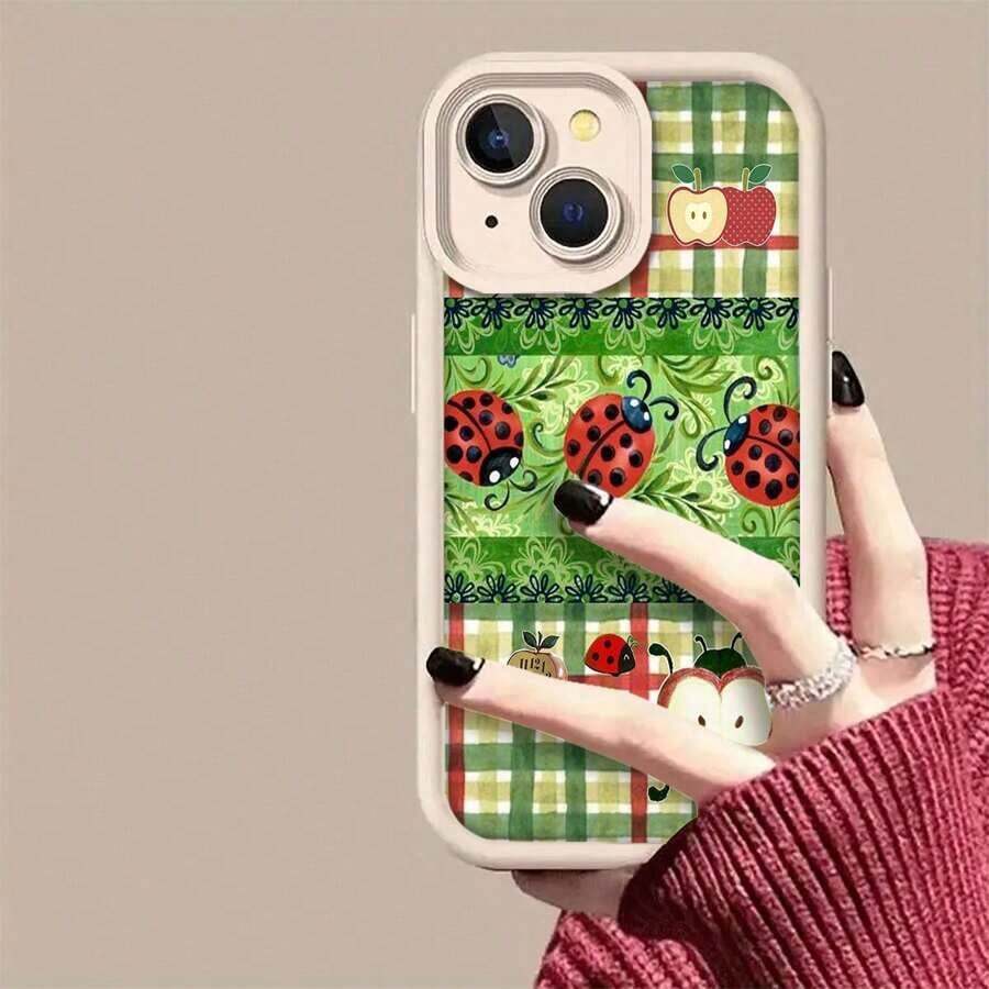 Ladybug Mobile Phone Case, Designed With Quirky Eyes And Playful Antennae, Suitable For IPhone 16, 15, 14, 13, 12 And 11 Pro Models, Made Of TPU Material, And Provides Shockproof Protection. Perfect For Family, Friends, Children, Birthdays, Spring, Holidays, Boyfriends, Girlfriends, And Valentine's Day Gifts. - 白色 - 查看 1