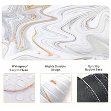 Large Keyboard Mouse Pad Set, Extended Mouse Pad+Keyboard Wrist Rest Support, Memory Foam Ergonomic Easy Typing, 4Pcs (35.4*15.9 In) Desk Pad Set For Home Office Study Game - Colorful-671326 - WhiteMarble - View 3