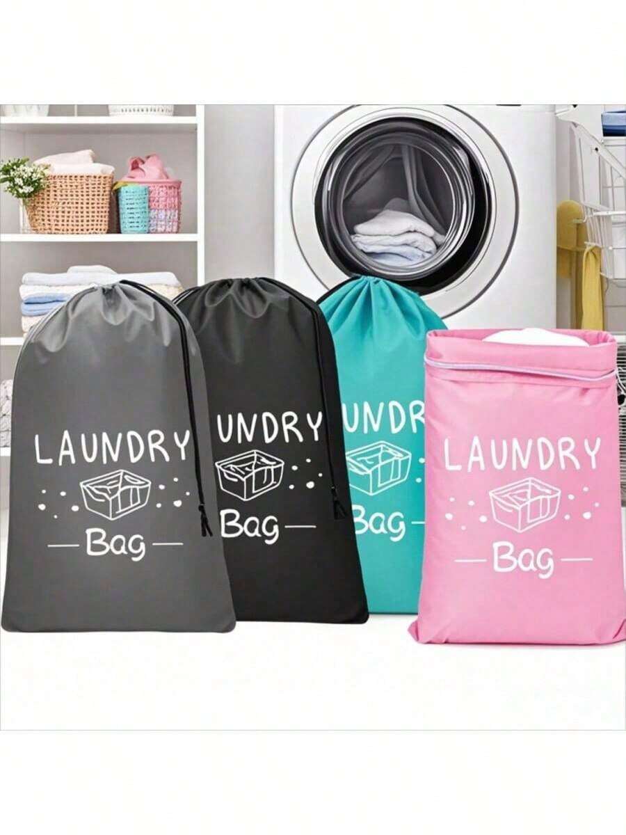 1 peça, saco de roupa suja extra grande para viagem com cordão, saco resistente para guardar roupas sujas, cesto de roupa fácil de instalar, essencial para viagem, 4 cores disponíveis, padrão transparente, fecho com cordão, poliéster de alta qualidade e resistente a rasgos, dobrável, adequado para viagens, dormitório, cruzeiro, armazenamento, saco de roupa suja, saco de armazenamento - Multicolorido - Ver 1