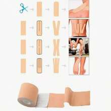 Rollo cinta parche muscular vendaje deportiva kinesiológica soporte articulaciones reduce lesiones recuperación rápida ideal entrenamiento fitness sport - Amarillo - Ver 3
