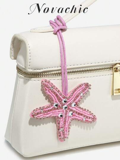 1 pieza Accesorio de bolso decorativo con estrella de mar de cristal hecho a mano, adecuado para vacaciones de verano, playa (solo el accesorio, sin bolso), cuentas, cuentas incrustadas, cuentas para uñas hechas a mano