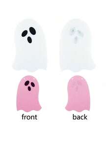 Spooky Pink & White Felt Garland White Pink Ghost Garland Felt Ghost Banner For Haunted House Fireplace Indoor Outdoor Halloween Party Decorations Supplies,Christmas Indoor/Outdoor Decor