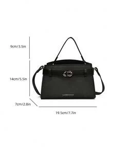 low tea New Summer Women's Handbag, Fashion Adjustable Shoulder Strap Crossbody Bag, Minimalist Solid Color High-End Metal Decor Shoulder Commuter Bag - Black - View 3