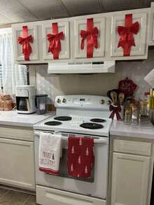 5pcs/1pc Christmas Decorative Bow Ribbons, Large Red Ribbon Bows For Cabinet, Christmas Tree, Front Door, Gift Wrapping, Holiday & New Year Decor - Multicolor - View 6