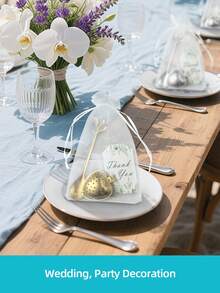 40/100件套不锈钢创意礼品套装，包含茶匙、心形茶漏、感谢卡和透明礼品袋，适合婚礼/生日/派对回礼、婚礼用品、礼品套装、婚礼/派对感恩节/周年纪念新奇礼物、茶会礼物，可放入洗碗机清洗，金/银色不锈钢餐具套装 - 婚禮禮品套裝 - 查看 5