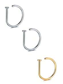 1pcs/Unisex Fake Pierced Nose Ring Nose Septum Non-Piercing Nose Clip Rock Hip Ring Stainless Steel Fashion Punk Body Jewelry - Bạc - Xem 7