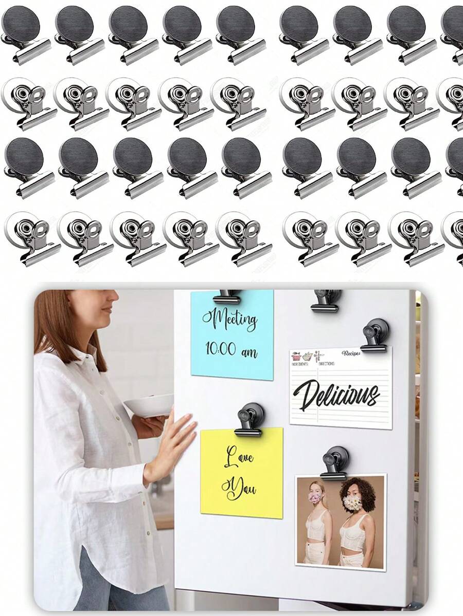 Set de 10 pinzas magnéticas de uso pesado, para pizarras blancas, gabinetes, cocina, oficina, accesorios de decoración del hogar, resistentes y prácticas - Multicolor - Ver 1