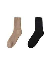 2双新款冬季保暖女袜 羊毛女袜 超厚实心美利奴羊毛袜 防寒防雪毛圈袜 圣诞礼物