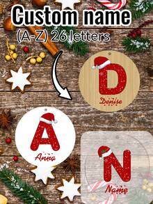Enfeites de Natal Personalizados com Nome, Decorações Personalizadas para Árvore de Natal, Enfeites Acrílicos Personalizados, Suprimentos Artesanais Natalinos Redondos Personalizáveis, Enfeites DIY, Natal, Interno, Externo, Jardim, Aniversário, Cerâmica, Madeira, Acrílico, Decoração de Ambiente, Menino, Menina, Mãe, Família, Pai, Crianças - Estilo A - Visão 1