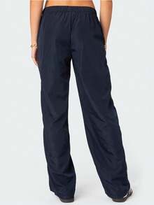 Striped Track Sweatpants For Women Y2K Elastic Waist Wide Leg Vintage Cute Parachute Pants - 藏蓝色 - 查看 4