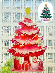 Christmas Decorations, Static Cling Christmas Tree, Snowman, Snowflake Glass Window Stickers For Mall Display Wall Stickers Room Decor Wall Sticker Wall Decor Home Decor Christmas Decorations Home