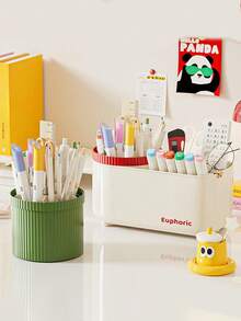 360° Rotating Makeup Organizer - Featuring A Smooth Surface, Durable Plastic, And Space-Saving Design, Suitable For Brushes, Lipsticks, Skincare, Stationery, And Makeup Brushes - Multicolor - View 5