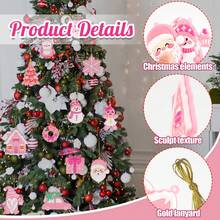 Pink Christmas Tree Decorations - 12/24pcs PVC Pink Christmas Tree Ornaments, Suitable For Decorating Christmas Trees, Santa Claus, Gingerbread Houses, Etc., Ideal Christmas Gift Choice. - Pink - View 8
