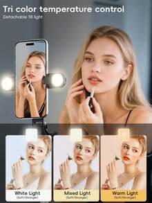 3-In-1 Selfie Stick Tripod With Fill Light, Durable Stainless Steel Design, Bluetooth Remote, Stable Tripod Support, Compatible With IOS And Android Phones, Suitable For Live Streaming, Video Shooting, Summer Vacation, Travel, Fill Light, Outdoor Activities, Live Vlogging And More - Multicolor - View 3