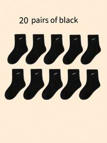 10/20 par białych i czarnych, elastycznych skarpet sportowych do połowy łydki dla dzieci, wygodnych i modnych, odpowiednich na każdą porę roku, do noszenia na co dzień i do szkolnego mundurka - Wielokolorowe - Zobacz 17