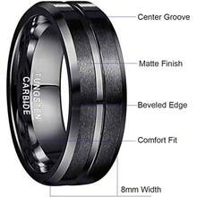 Tungsten Ring For Men Women 4/6/8/10mm Black/Blue/Gold/Rose Gold/Silver Groove Wedding Bands Beveled Edges Engraved I Love You Size 4 To 17