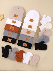 5-Piece Baby Knit Hat And Glove Combination Set In Random Colors, Suitable For Newborns, Baby Boys And Baby Girls. These Are Warm Hats For Autumn And Winter, Specially Designed For Toddlers With Soft And Comfortable Features.Christmas/Thanksgiving Gifts