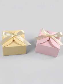 10pcs Multi-Color Bowknot Small Square Boxes, Solid Color Creative Wavy Edge Minimalist Square Folding Gift Boxes, Compact And Exquisite, Suitable For Packaging Small Items Such As Earrings, Wax Melts, Handmade Soaps, Small Snacks, Wedding Favors, Party Gifts, Beauty Samples, Practical And Decorative For Weddings, Christmas Parties, Birthday Parties, And Daily Gifting