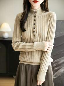 Women's Merino Wool Sweater Fall Winter Classic Vintage Cable Warm Long Sleeve Knit Sweater