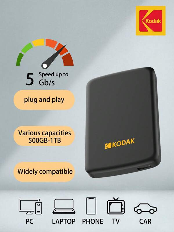 Kodak Kodak Portable External Hard Drive P150 - 500GB/1TB USB 3.0 Fast Data Transfer Stable Ideal For Backups Storage